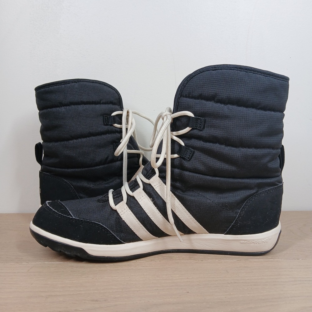 Adidas Winter Boots Women 8 Black Textile Climaheat Traxion Lace Up Outdoor Snow - Picture 6 of 11
